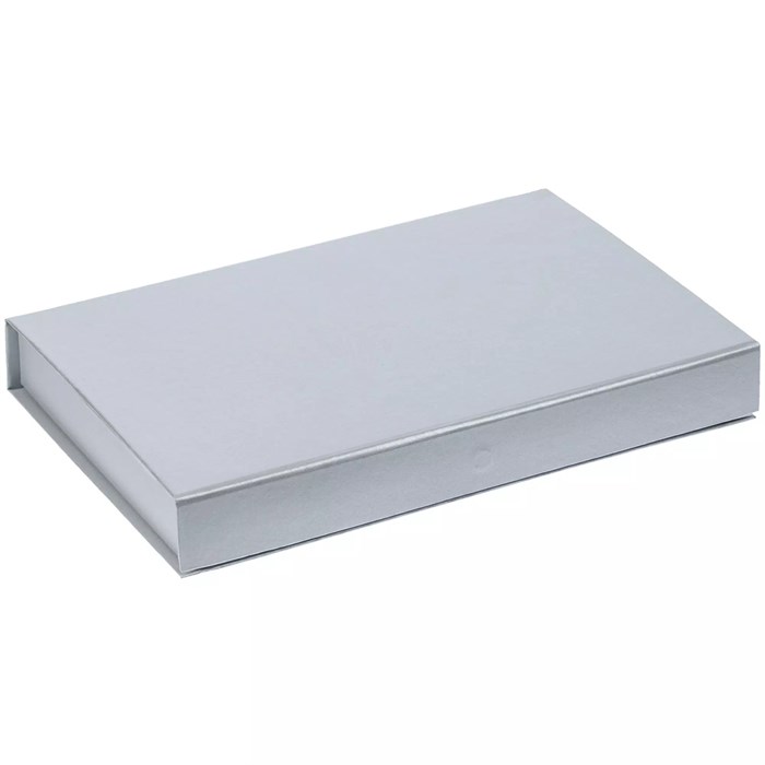 Коробка Silk с ложементом под ежедневник 10x16 см, аккумулятор и ручку, серебристая 16207.10