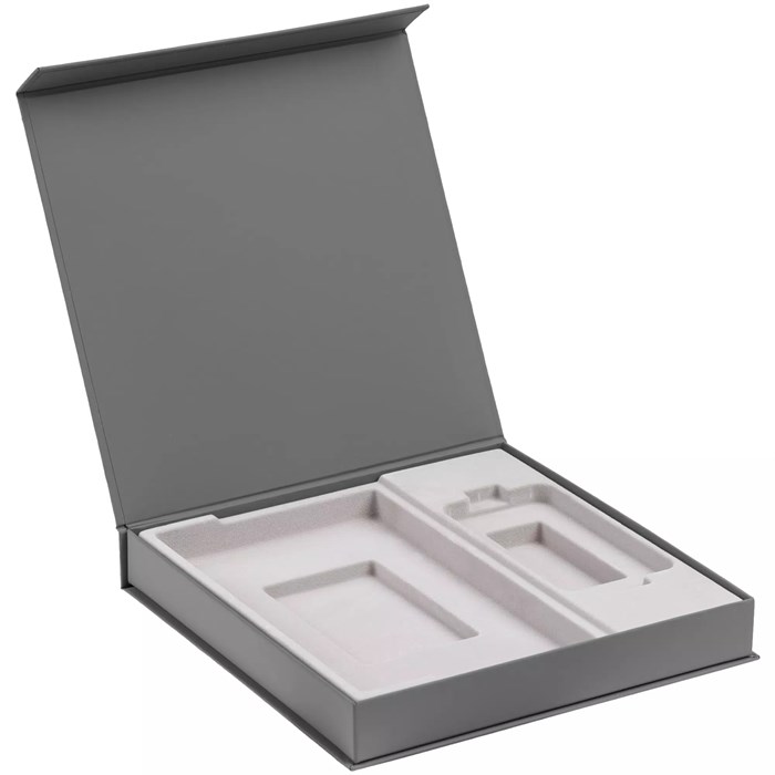 Коробка Modum с ложементом под ежедневник 13х21 см и аккумулятор, серая 17241.10