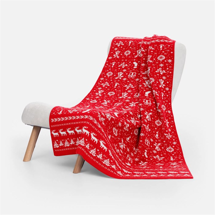 Плед Holidale, красный с молочным 20787.56