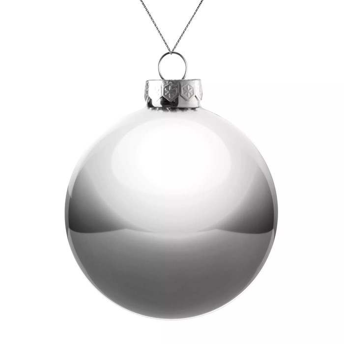 Елочный шар Finery Gloss, 10 см, глянцевый серебристый 17664.10