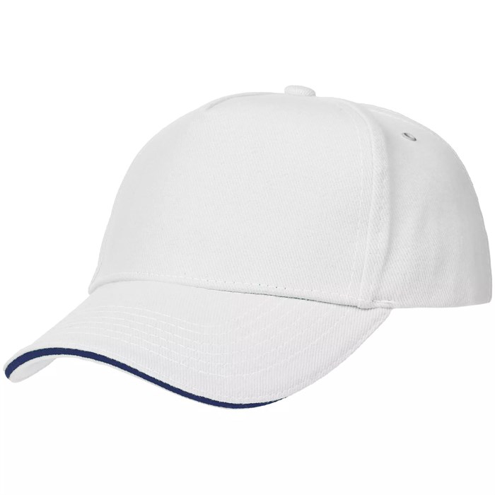 Бейсболка Classic, белая с темно-синим кантом 15848.60