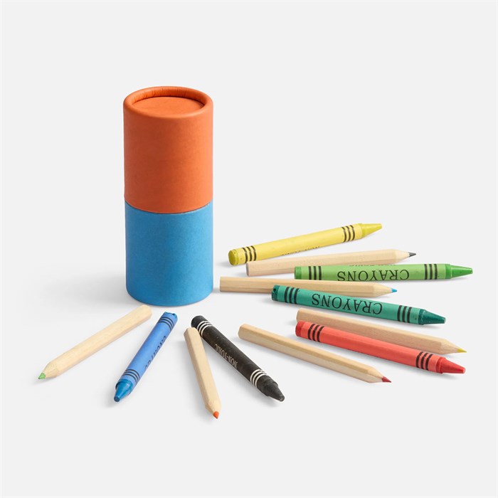 Набор цветных карандашей с мелками Kiddo Tube, голубой с оранжевым 19885.01