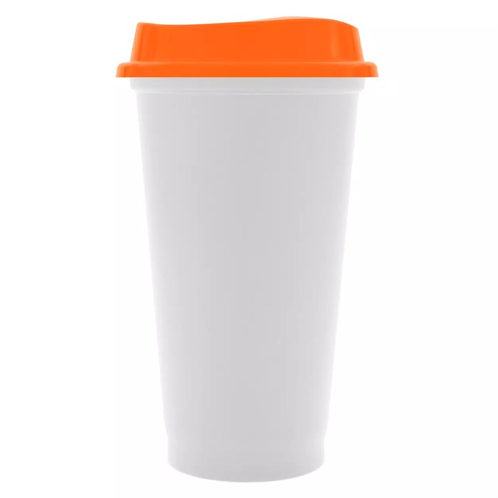 Стакан с крышкой Color Cap White, белый с оранжевым 20997.20