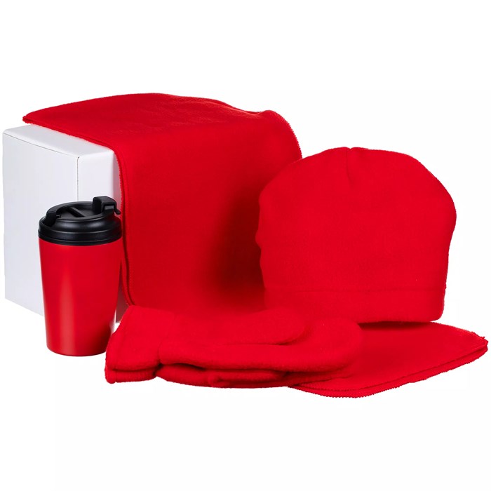 Набор Fleecy с термостаканом, красный 20436.50