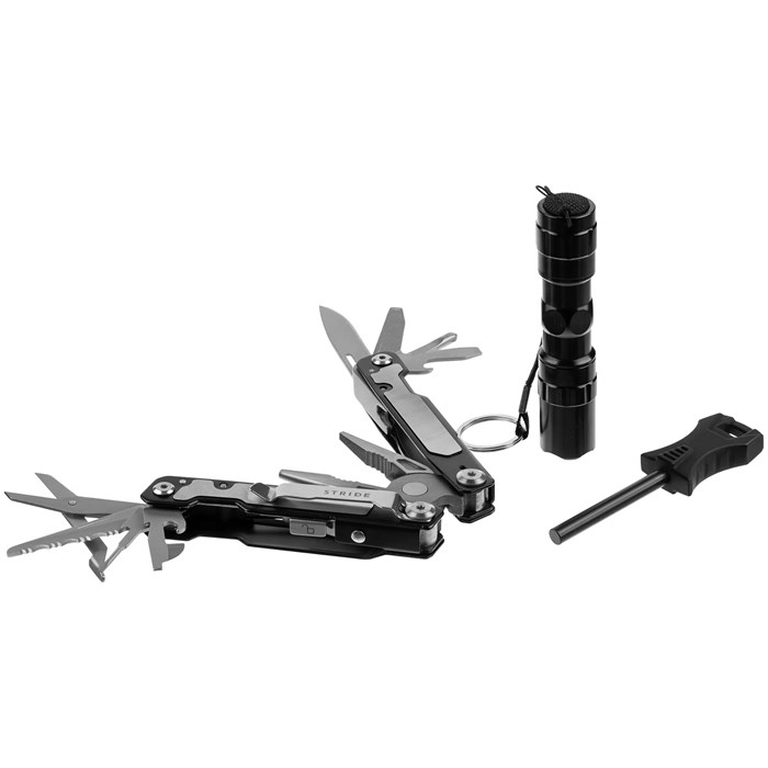 Набор Forster: мультиинструмент, фонарик, огниво, черный 13091.30