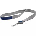 Лента для бейджа с ретрактором Devon, серая с синим 13761.14